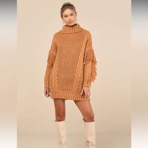 Fringe sweater dress